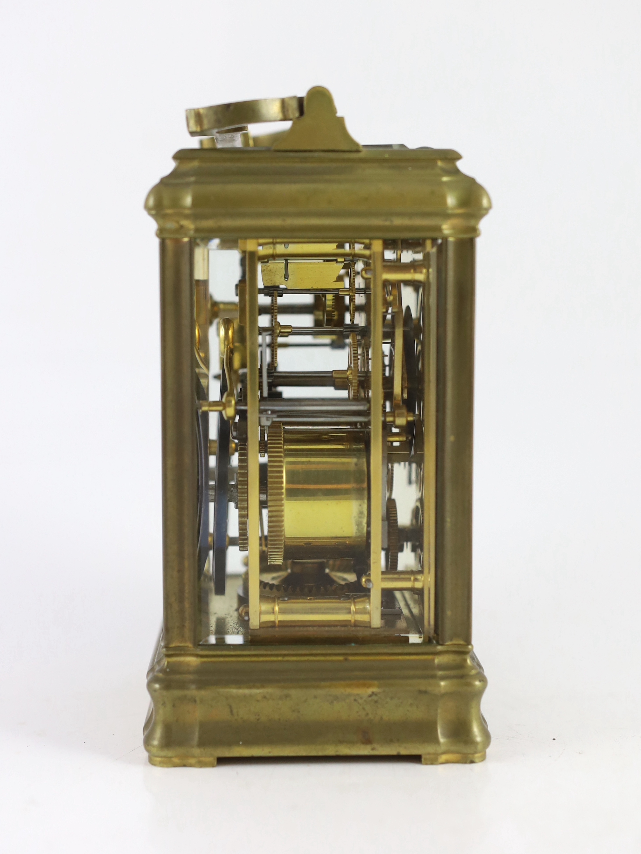 Le Roy & Fils, New Bond Street and Palais Royal. A late 19th century hour repeating carriage alarum clock with patent bottom winding